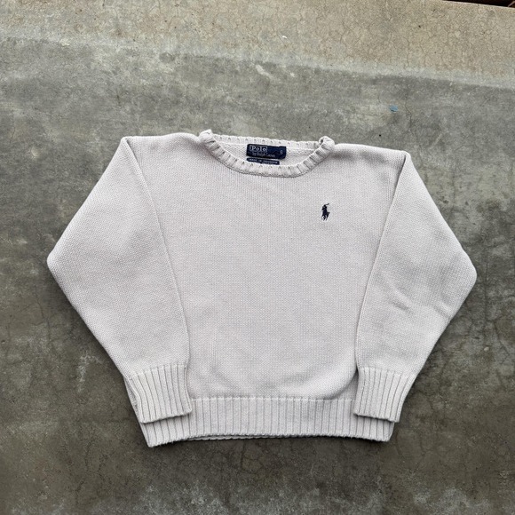 Polo Ralph Lauren Other - Polo Ralph Lauren Sweater Boys 6 Beige Cotton Crewneck Knit Pony Logo Pullover
